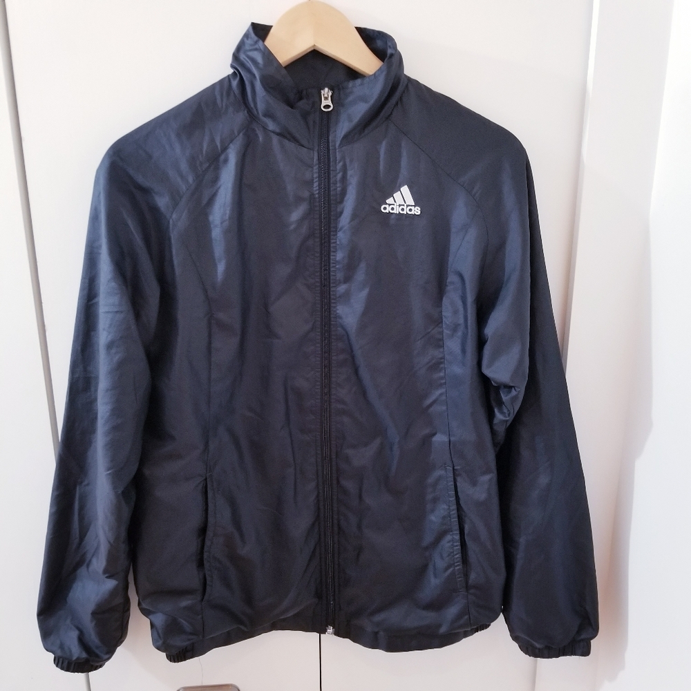 Adidas Black Windbreaker Zip up Jacket Coat Light